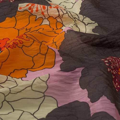 Charcoal Powder Hydrangea Print Tencel Scarf