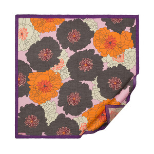 Charcoal Powder Hydrangea Print Tencel Scarf - Thumbnail