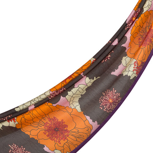 Charcoal Powder Hydrangea Print Tencel Scarf
