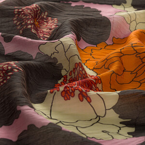 Charcoal Powder Hydrangea Print Tencel Scarf - Thumbnail