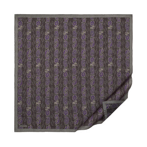 Charcoal Purple Monogram Print Tencel Scarf - Thumbnail