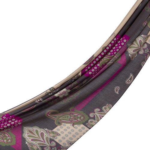 Charcoal Purple Palace Way Print Tencel Scarf