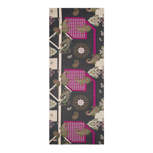 Charcoal Purple Palace Way Print Tencel Scarf