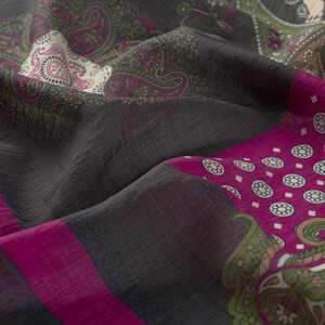 Charcoal Purple Palace Way Print Tencel Scarf - Thumbnail