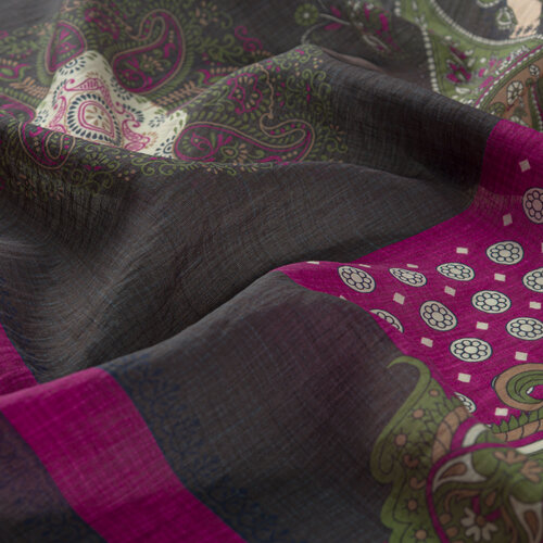 Charcoal Purple Palace Way Print Tencel Scarf