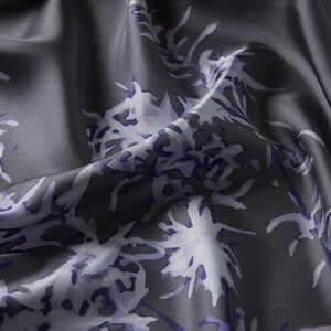 Charcoal Purple Twill Silk Scarf - Thumbnail