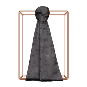 Charcoal Qufi Pattern Silk Scarf - Thumbnail