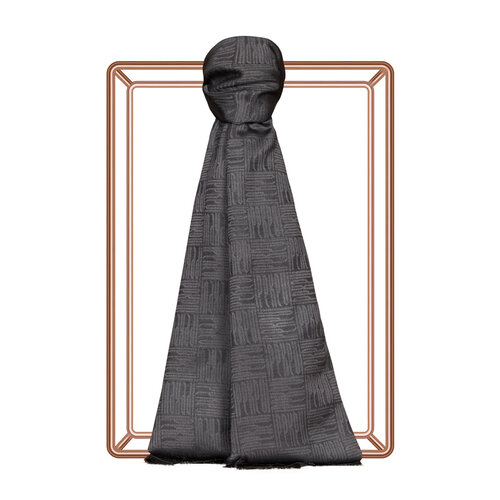 Charcoal Qufi Pattern Silk Scarf