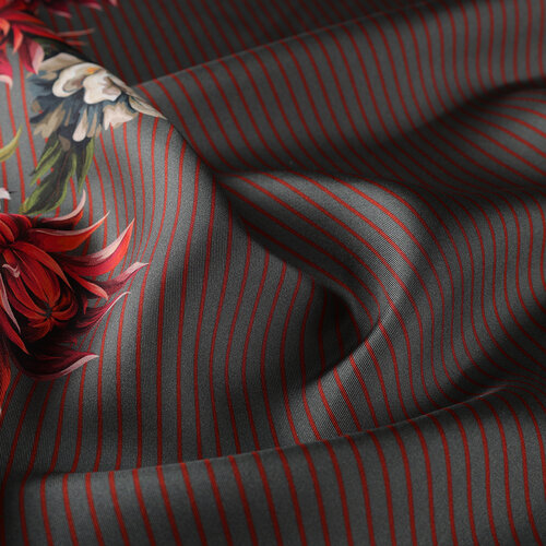 Charcoal Red Eva Twill Silk Scarf