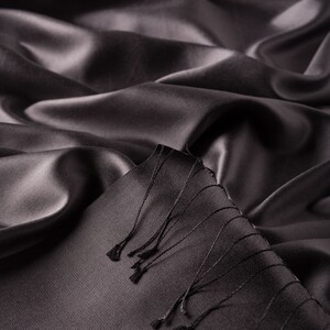 Charcoal Reversible Silk Neck Scarf - Thumbnail