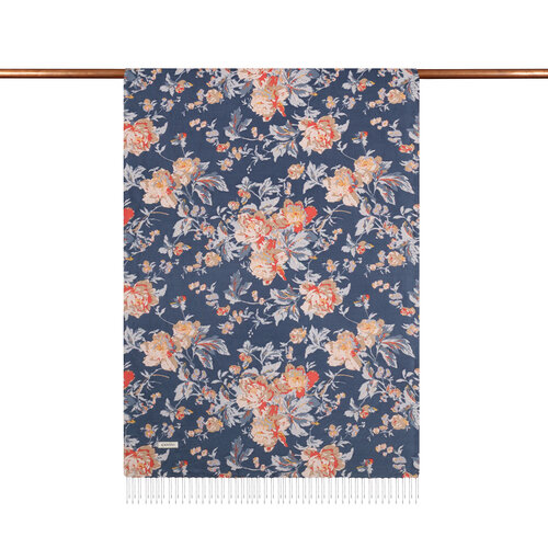 Charcoal Rose Bloom Print Silk Scarf