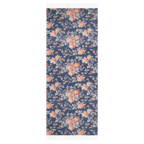 Charcoal Rose Bloom Print Silk Scarf