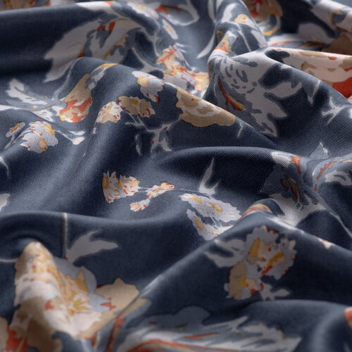 Charcoal Rose Bloom Print Silk Scarf