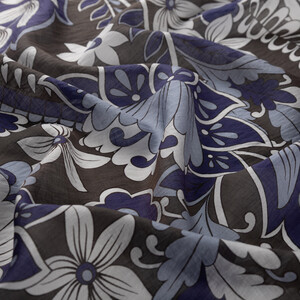 Charcoal Royal Ivy Pattern Tencel Scarf - Thumbnail