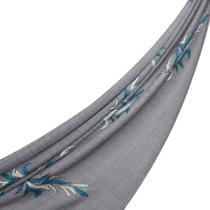 Charcoal Sadberk Woven Wool Silk Scarf - Thumbnail