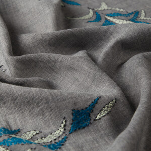 Charcoal Sadberk Woven Wool Silk Scarf - Thumbnail