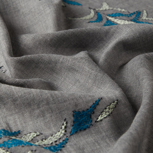 Charcoal Sadberk Woven Wool Silk Scarf