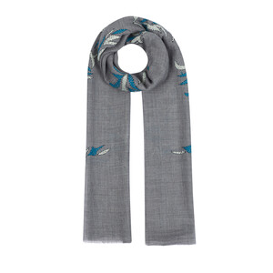 Charcoal Sadberk Woven Wool Silk Scarf - Thumbnail