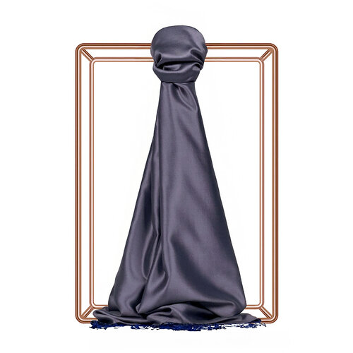 Charcoal Sax Blue Reversible Silk Scarf
