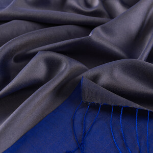 ipekevi - Charcoal Sax Blue Reversible Silk Scarf (1)