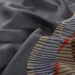 Charcoal Silk Tree Pattern Tencel Scarf - Thumbnail