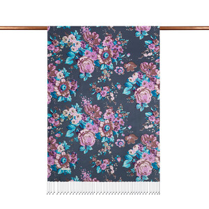 ipekevi - Charcoal Turquoise Dream Bouquet Silk Scarf (1)
