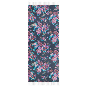 Charcoal Turquoise Dream Bouquet Silk Scarf - Thumbnail