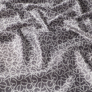 Charcoal Typo Monogram Silk Twill Scarf - Thumbnail