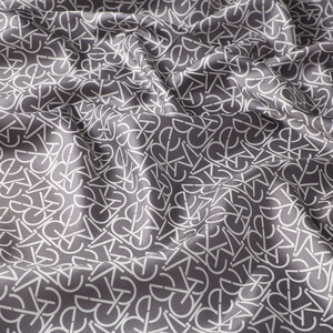 ipekevi - Charcoal Typo Monogram Silk Twill Scarf (1)