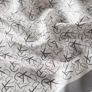 ipekevi - Charcoal Typo Monogram Silk Twill Scarf (1)
