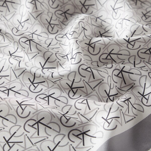 Charcoal Typo Monogram Silk Twill Scarf - Thumbnail