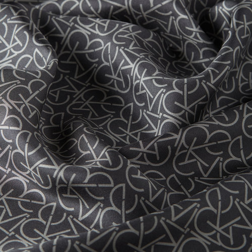 Charcoal Typo Monogram Silk Twill Scarf