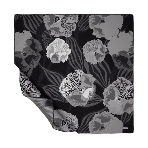 Charcoal Violet Patterned Twill Silk Scarf