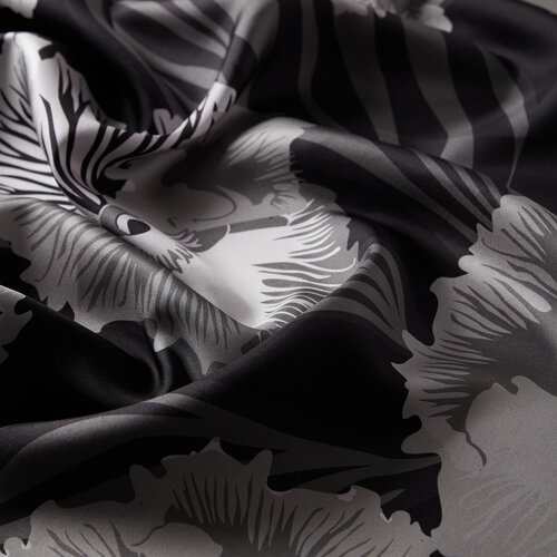 Charcoal Violet Patterned Twill Silk Scarf