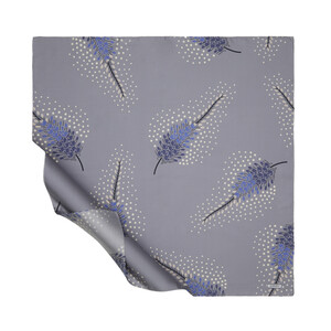 Charcoal White Celosia Flower Twill Silk Scarf - Thumbnail