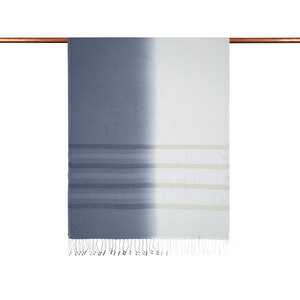 Charcoal White Mono Striped Gradient Silk Scarf - Thumbnail