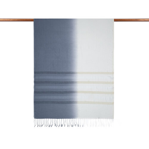 Charcoal White Mono Striped Gradient Silk Scarf