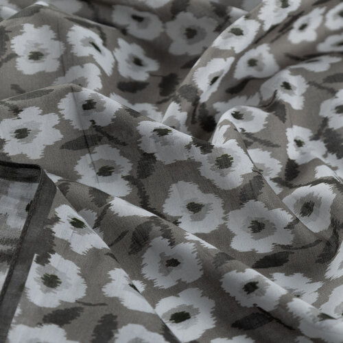 Charcoal White Spring Flowers Cotton Scarf