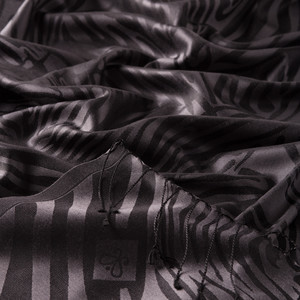 Charcoal Zebra Jacquard Silk Scarf - Thumbnail