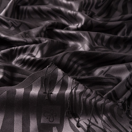 Charcoal Zebra Jacquard Silk Scarf