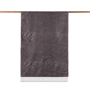 Charcoal Zebra Jacquard Silk Scarf - Thumbnail