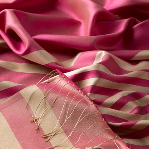 Cherry Blossom Meridian Striped Silk Scarf - Thumbnail
