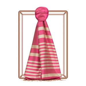 Cherry Blossom Meridian Striped Silk Scarf - Thumbnail