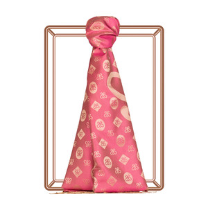 Cherry Blossom Monogram Print Silk Scarf - Thumbnail