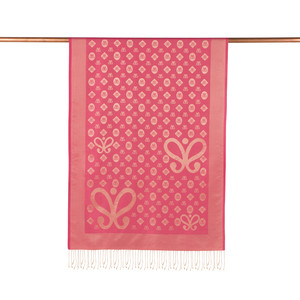 Cherry Blossom Monogram Print Silk Scarf - Thumbnail