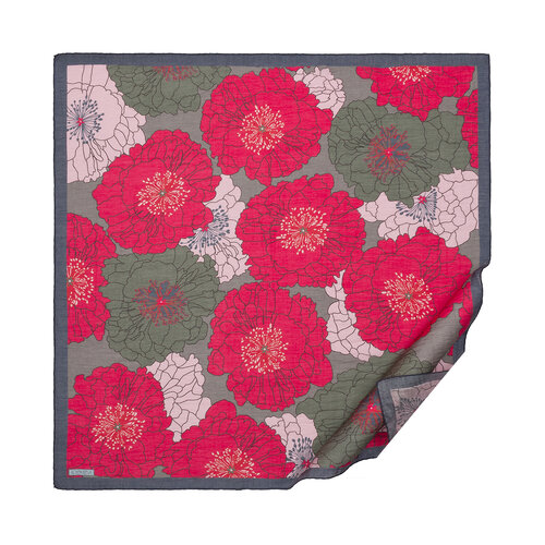 Cherry Grey Hydrangea Print Tencel Scarf
