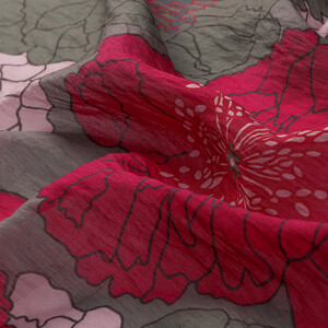 Cherry Grey Hydrangea Print Tencel Scarf - Thumbnail