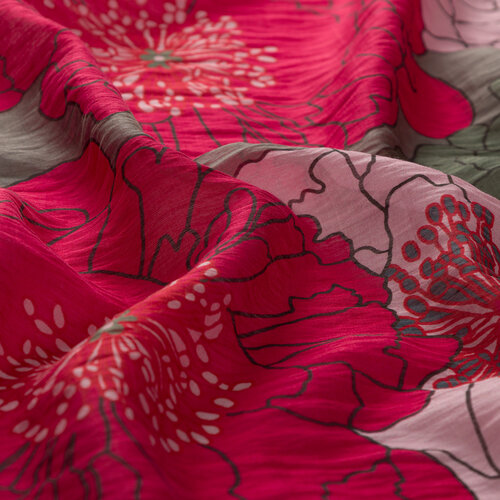 Cherry Grey Hydrangea Print Tencel Scarf