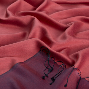 Chinese Red Reversible Silk Scarf - Thumbnail