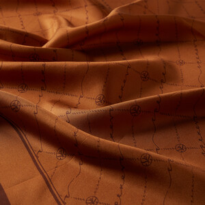 Chocolate Monogram Silk Twill Scarf - Thumbnail